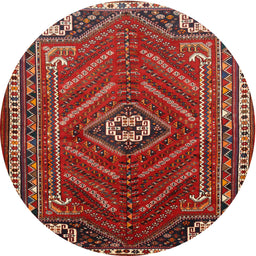 Round Traditional Rust Pink Persian Rug, tr889