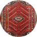 Round Traditional Rust Pink Persian Rug, tr889