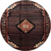 Round Traditional Reddish Brown Medallion Rug, tr88