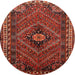 Round Traditional Red Persian Rug, tr890