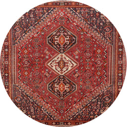 Square Machine Washable Traditional Rust Pink Rug, wshtr892