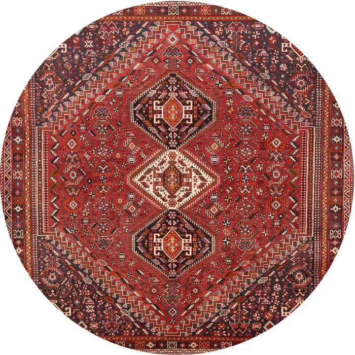 Square Machine Washable Traditional Rust Pink Rug, wshtr892