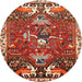 Round Traditional Orange Brown Animal Rug, tr894