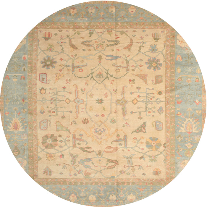 Round Traditional Sand Brown Persian Rug, tr895