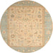 Round Traditional Sand Brown Persian Rug, tr895