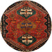 Round Traditional Sienna Brown Persian Rug, tr897