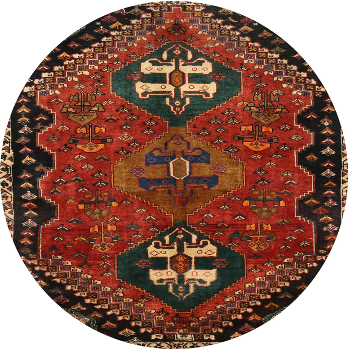 Square Machine Washable Traditional Sienna Brown Rug, wshtr897