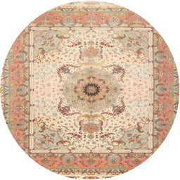 Round Traditional Brown Medallion Rug, tr8