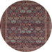 Round Traditional Dark Almond Brown Persian Rug, tr900