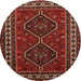 Round Traditional Sienna Brown Persian Rug, tr901