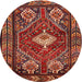 Round Traditional Red Persian Rug, tr902