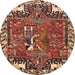 Square Machine Washable Traditional Saffron Red Rug, wshtr903