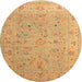 Square Machine Washable Traditional Orange Rug, wshtr904