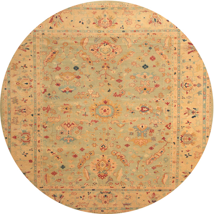Round Traditional Orange Oriental Rug, tr904