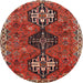 Square Machine Washable Traditional Rust Pink Rug, wshtr905