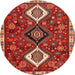 Square Machine Washable Traditional Copper Red Pink Rug, wshtr906