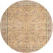 Round Traditional Brown Persian Rug, tr909