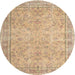 Square Machine Washable Traditional Peru Brown Rug, wshtr909