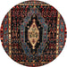 Round Traditional Brown Persian Rug, tr90
