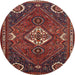 Round Traditional Dark Gold Brown Persian Rug, tr911
