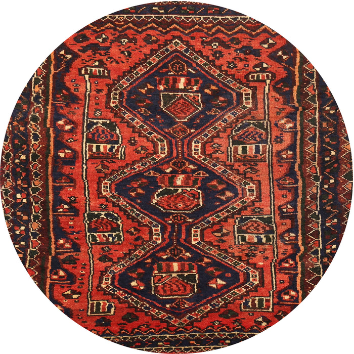 Round Traditional Chestnut Brown Persian Rug, tr913
