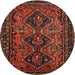 Round Traditional Chestnut Brown Persian Rug, tr913