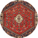 Round Traditional Dark Gold Brown Persian Rug, tr915