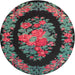 Round Traditional Gray Medallion Rug, tr920