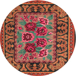 Square Machine Washable Traditional Gold Brown Rug, wshtr926