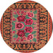 Round Traditional Gold Brown Persian Rug, tr926