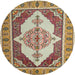 Round Traditional Sienna Brown Persian Rug, tr927