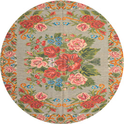 Round Traditional Red Medallion Rug, tr933