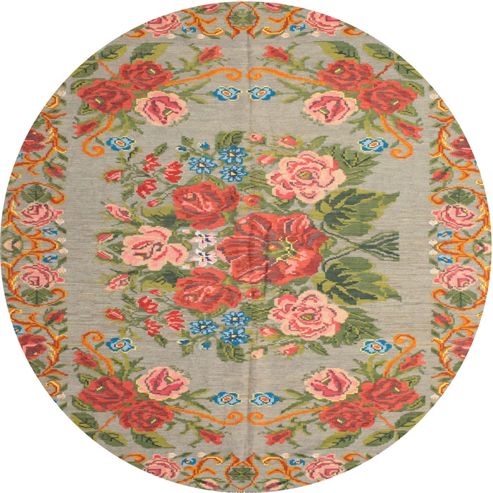 Round Traditional Red Medallion Rug, tr933