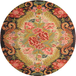 Round Traditional Gold Medallion Rug, tr934