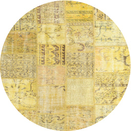 Square Machine Washable Traditional Chrome Gold Yellow Rug, wshtr935