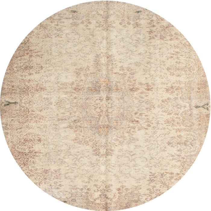 Round Traditional Deep Peach Orange Persian Rug, tr937