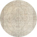 Round Traditional Light French Beige Brown Persian Rug, tr938