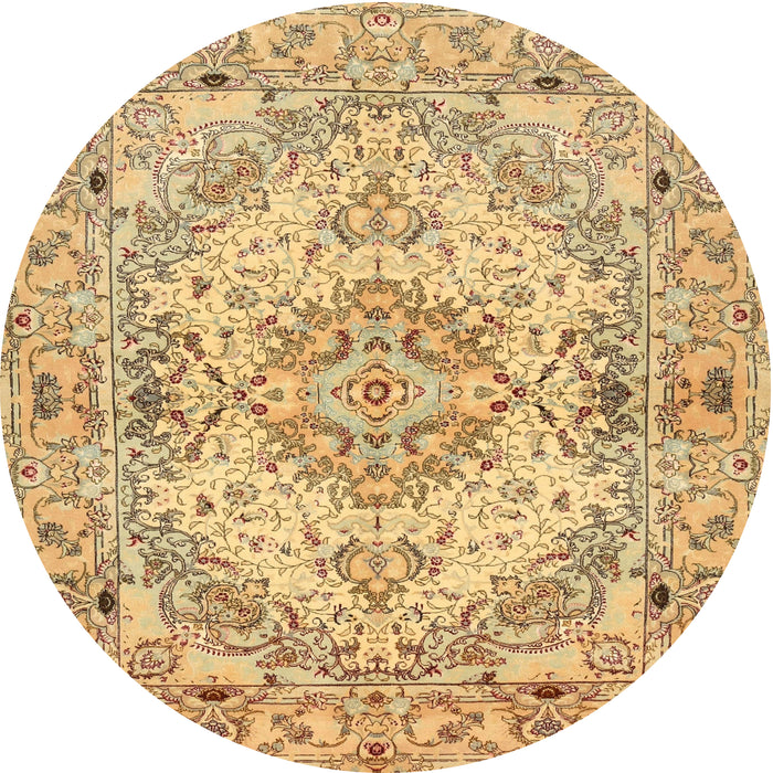 Square Machine Washable Traditional Chrome Gold Yellow Rug, wshtr939