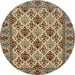 Round Traditional Reddish Brown Persian Rug, tr942