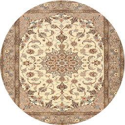 Round Traditional Brown Medallion Rug, tr943