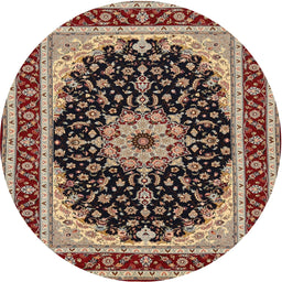 Round Traditional Red Medallion Rug, tr945