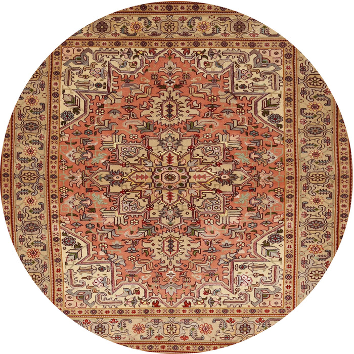 Round Traditional Mahogany Brown Persian Rug, tr947