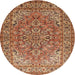 Round Traditional Mahogany Brown Persian Rug, tr947
