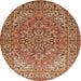 Square Machine Washable Traditional Mahogany Brown Rug, wshtr947