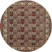 Round Traditional Camel Brown Persian Rug, tr948
