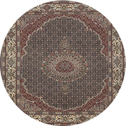 Round Traditional Bakers Brown Medallion Rug, tr949