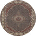 Round Traditional Bakers Brown Medallion Rug, tr949