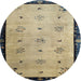 Round Traditional Brownish Green Oriental Rug, tr94