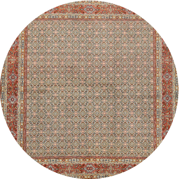 Round Traditional Sienna Brown Persian Rug, tr950