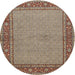 Round Traditional Light French Beige Brown Persian Rug, tr951